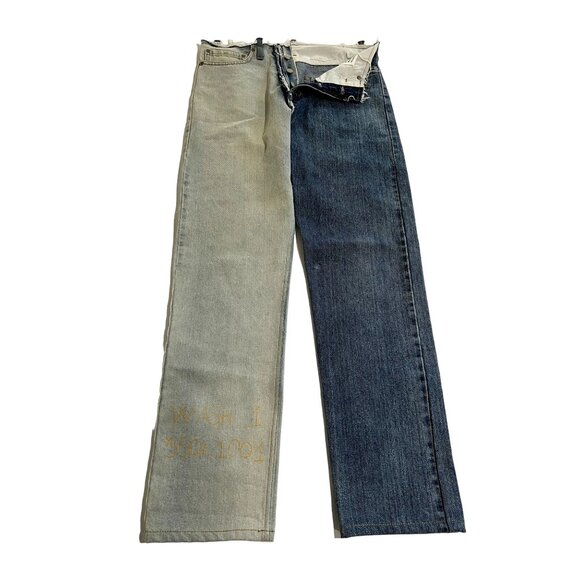 Maison Margiela Two Tone Split Denim Jeans in Blue